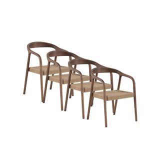 Lot De 4 Chaises En Bois De Frêne Couleur Noyer