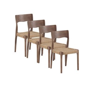 Lot De 4 Chaises En Bois De Frêne Couleur Noyer