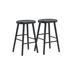 Lot De 2 Tabourets En Bois De Toon Couleur Noir