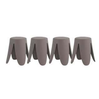 Lot De 4 Tabourets Bas En Polypropylène Avec Assise Tapissée Simili Cuir