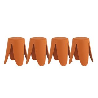Lot De 4 Tabourets Bas En Polypropylène Avec Assise Tapissée Simili Cuir