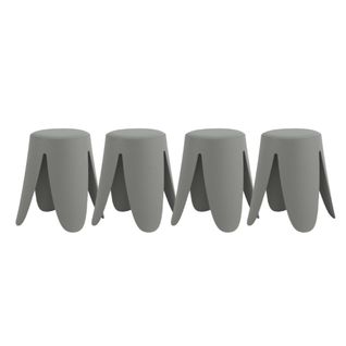 Lot De 4 Tabourets Bas En Polypropylène Avec Assise Tapissée Simili Cuir
