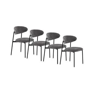 Lot De  4 Chaises Tapissées De Chenille Couleur Gris Foncé