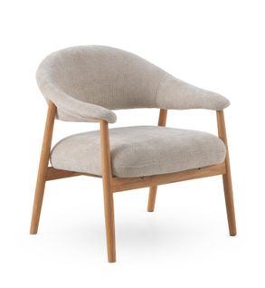 Fauteuil En Bois De Chêne Naturel Tapissé En Blanc