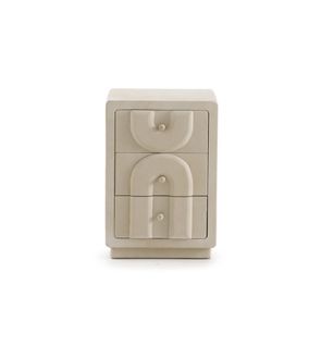 Table De Chevet 3 Tiroirs En Polyrésine Ciment Blanc