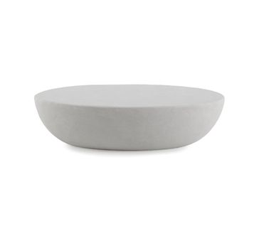 Table Basse 120x70 En Polyresine Ciment Blanc