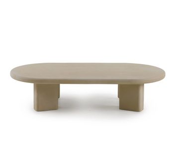 Table Basse 140x70 En Polyresine Ciment Sable