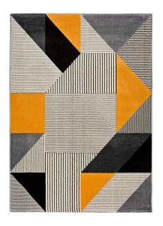 Tapis Géométrique Gladys 12138 Gris/noir/moutarde 200x290 Cm
