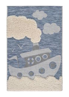 Tapis Enfant Bateau Chinky 106 Bleu 115x170 Cm