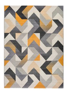 Tapis Géométrique Gladys 12184 Gris/moutarde/beige 80x150 Cm