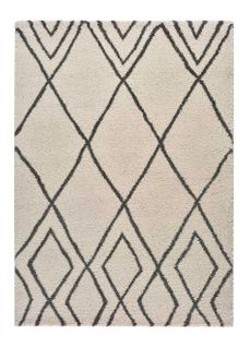 Tapis Shaggy Ethnique Atlas 8637 Blanc 133x190 Cm