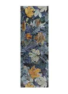 Tapis De Cuisine Feuilles Ricci Foliage Bleu/vert/gris 52x200 Cm