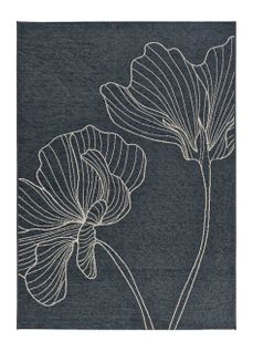 Tapis Extérieur Fleurs Velvet Gris B085 Gris 77x150 Cm