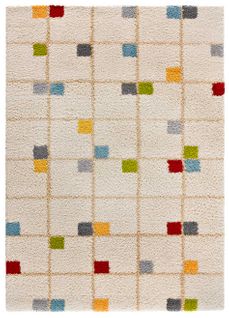 Tapis Shaggy Géométrique Bremen 8820 Crème/multicolore 160x230 Cm