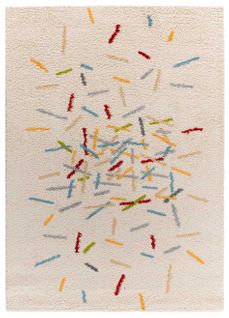 Tapis Shaggy Géométrique Bremen 8825 Crème/multicolore 60x120 Cm