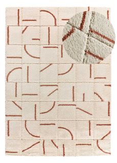 Tapis à Póils Longs à Relief Brenda 8832 Beige/rouille 133x190 Cm