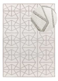 Tapis Géométrique à Relief Flora 12937 Blanc/gris 160x230 Cm