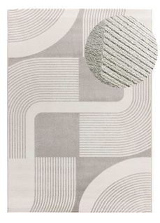 Tapis Géométrique à Relief Flora 12960 Blanc/gris 80x150 Cm