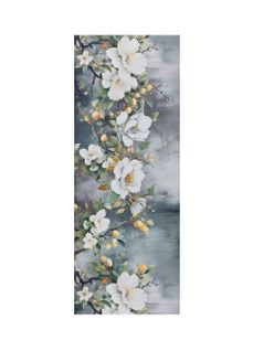 Tapis De Cuisine Fleurs Ricci Sara Gris//blanc 52x200 Cm