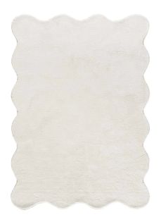 Tapis Lavable Uni à Bordure Ondulée Mellow Liso Blanc 160x230 Cm