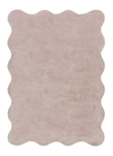 Tapis Lavable Uni à Bordure Ondulée Mellow Liso Rose Poudré 160x230 Cm