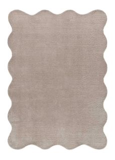 Tapis Lavable Uni à Bordure Ondulée Mellow Liso Taupe 120x170 Cm