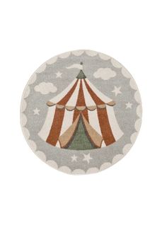 Tapis Enfant Rond Cirque Beats 40486 Gris 120x120 Cm