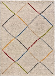 Tapis Shaggy Ethnique Kasbah 8600 Beige/multicolore 160x230 Cm