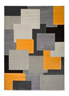 Tapis Géométrique Leo 12158 Gris/noir/moutarde 160x230 Cm