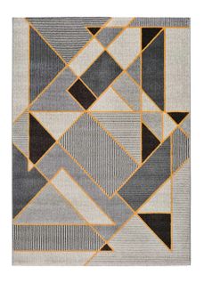Tapis Géométrique Leo 12183 Gris/noir/moutarde 80x150 Cm