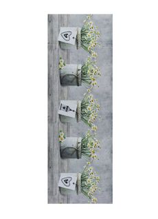 Tapis De Cuisine 52x200 Cm Gris Rectangulaire Sprinty Dessins Pots De Fleurs