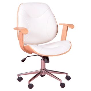 Chaise De Bureau En Érable Et Recouverte De Simili Cuir - Nordic, Blanc, H.93cm, L.69cm, P.60cm