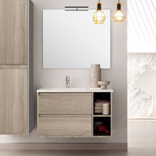 Meuble De Salle De Bain 80cm Vasque Déportée - Olympe - Cambrian (chêne)