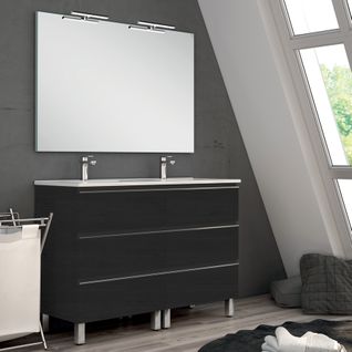 Meuble De Salle De Bain 140cm Double Vasque - 6 Tiroirs - Palma - Ebony (bois Noir)