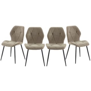 Lot De 4 Chaises En Tissu Avec Pieds En Métal Noir L47,5 Cm