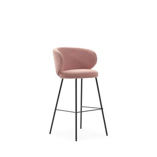 Lot De 2 Tabourets De Bar En Tissu Et Métal H65cm