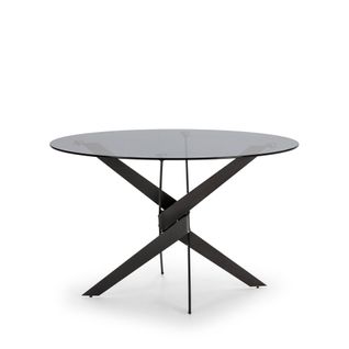 Table à Manger 6 Personnes En Verre Trempé Et Métal