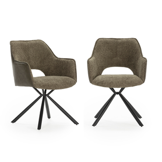 Lot De 2 Fauteuils En Tissu Avec Pieds En Métal Noir L62 Cm