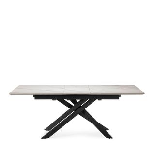 Table à Manger Extensible 6 à 8 Personnes En Céramique Et Métal 160-200x89,5cm