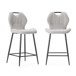 Lot De 2 Tabourets En Tissu Avec Pieds En Métal Noir H65 Cm