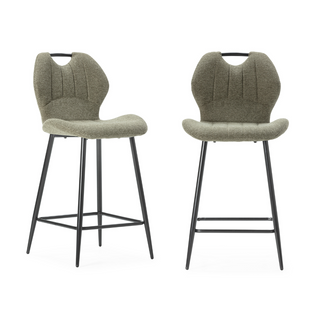 Lot De 2 Tabourets En Tissu Avec Pieds En Métal Noir H65 Cm