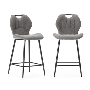 Lot De 2 Tabourets En Tissu Avec Pieds En Métal Noir H65 Cm