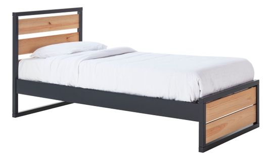 Lit 90 x 190 cm ARTHUR Imitation chêne et anthracite