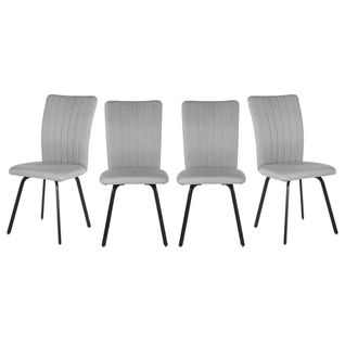 Lot De 4 Chaises En Tissu Avec Pieds En Métal Noir L47,5 Cm
