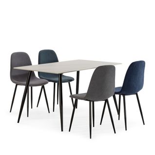 Ensemble table + 4 chaises MINKA bleu et gris