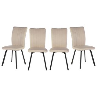 Lot De 4 Chaises En Tissu Avec Pieds En Métal Noir L47,5 Cm