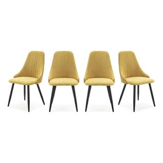 Lot De 4 Chaises En Tissu Avec Pieds En Métal Noir L50 Cm