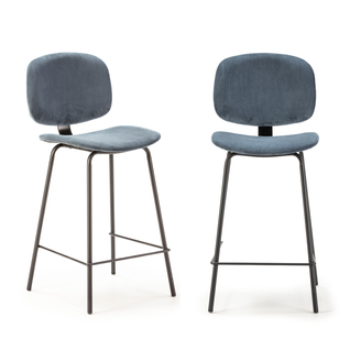 Lot De 2 Tabourets En Velours Côtelé Avec Pieds En Métal Noir H65 Cm