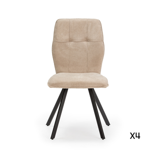 Lot De 4 Chaises En Tissu Avec Pieds En Métal Noir L47 Cm