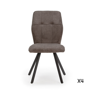 Lot De 4 Chaises En Tissu Avec Pieds En Métal Noir L47 Cm